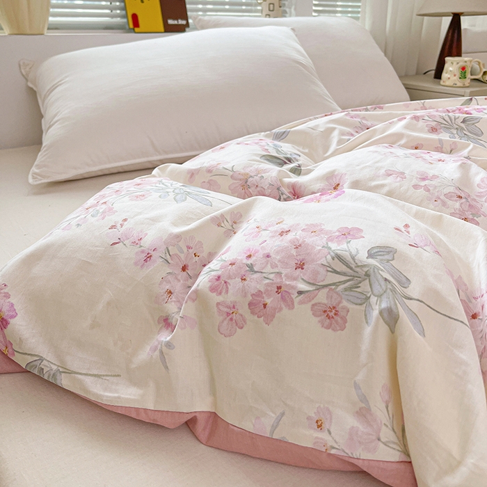 91家纺网 家纺一手货源 找家纺 大柏树 2026新款全棉纯棉13376印花单被套单品被套被套单件 花织梦粉