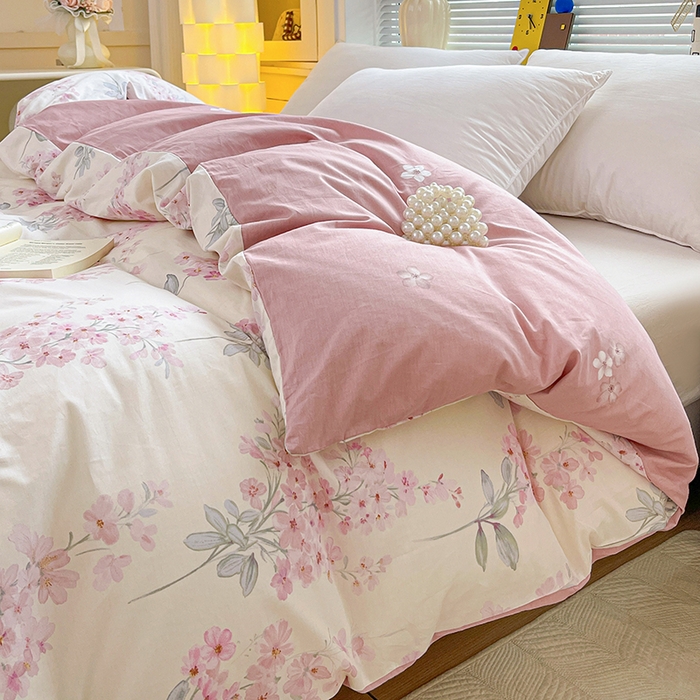 91家纺网 家纺一手货源 找家纺 大柏树 2026新款全棉纯棉13376印花单被套单品被套被套单件 花织梦粉