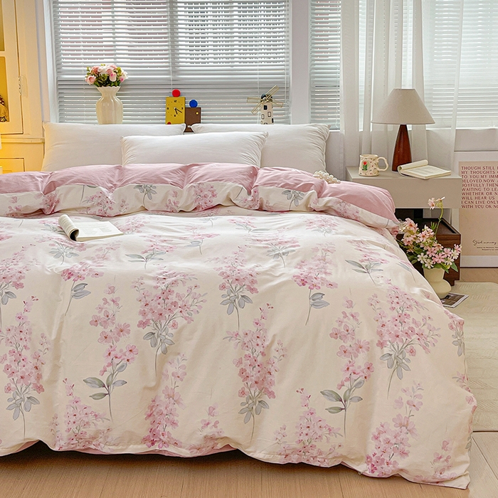 91家纺网 家纺一手货源 找家纺 大柏树 2026新款全棉纯棉13376印花单被套单品被套被套单件 花织梦粉