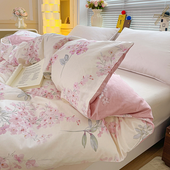 91家纺网 家纺一手货源 找家纺 大柏树 2026新款全棉纯棉13376印花单被套单品被套被套单件 花织梦粉