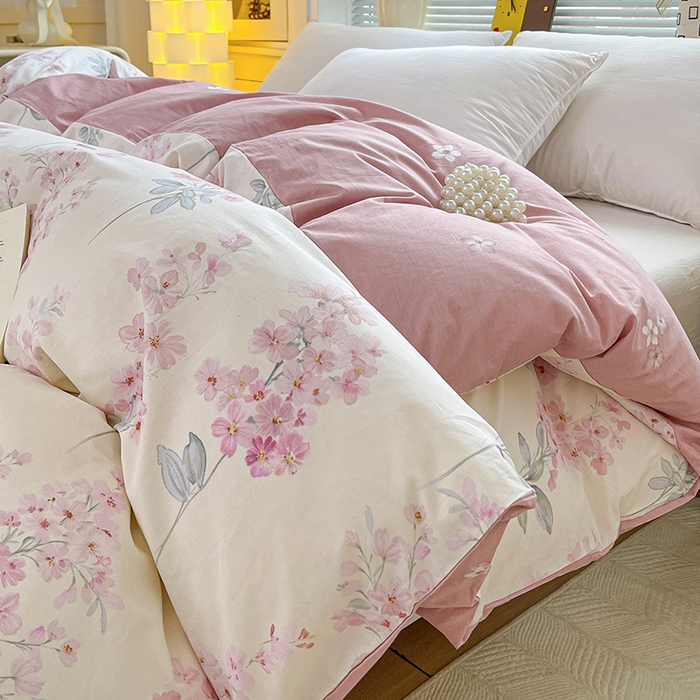 91家纺网 家纺一手货源 找家纺 大柏树 2026新款全棉纯棉13376印花单被套单品被套被套单件 花织梦粉