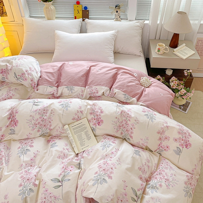 91家纺网 家纺一手货源 找家纺 大柏树 2026新款全棉纯棉13376印花单被套单品被套被套单件 花织梦粉