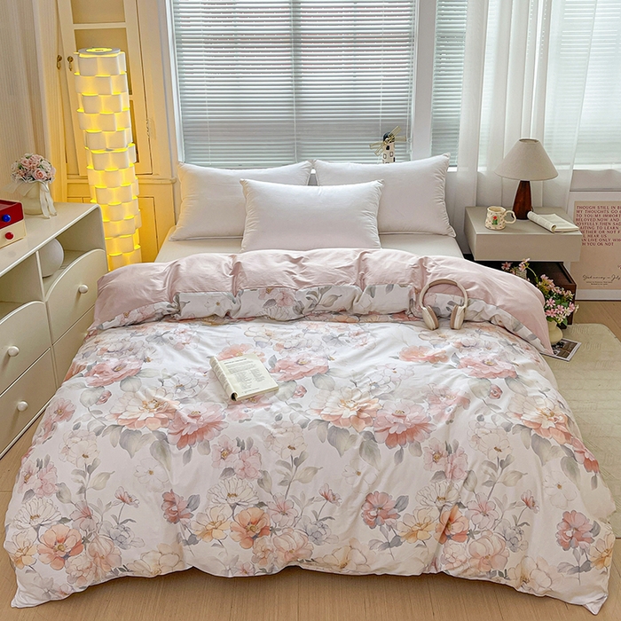 大柏树 2026新款全棉纯棉13376印花单被套单品被套被套单件 云纱粉