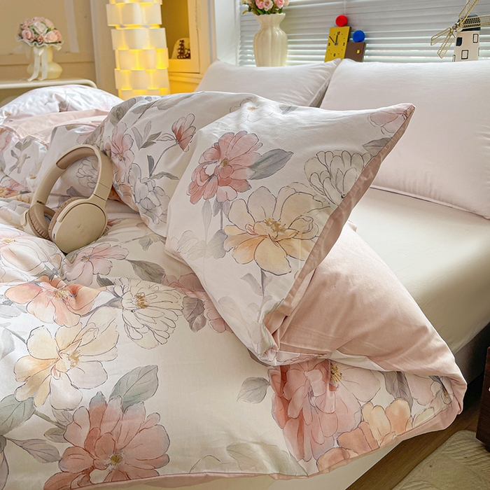 91家纺网 家纺一手货源 找家纺 大柏树 2026新款全棉纯棉13376印花单被套单品被套被套单件 云纱粉