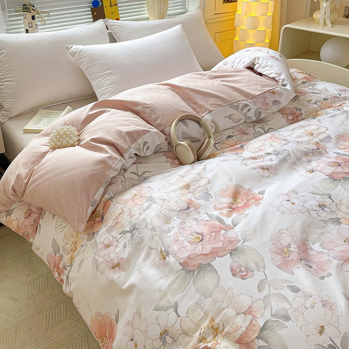 91家纺网 家纺一手货源 找家纺 大柏树 2026新款全棉纯棉13376印花单被套单品被套被套单件 云纱粉