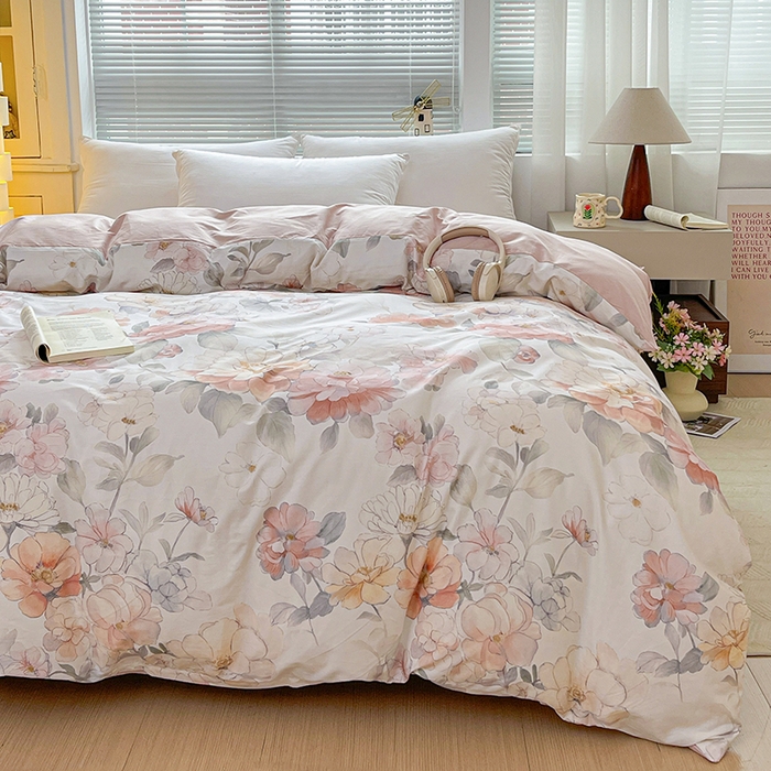 91家纺网 家纺一手货源 找家纺 大柏树 2026新款全棉纯棉13376印花单被套单品被套被套单件 云纱粉