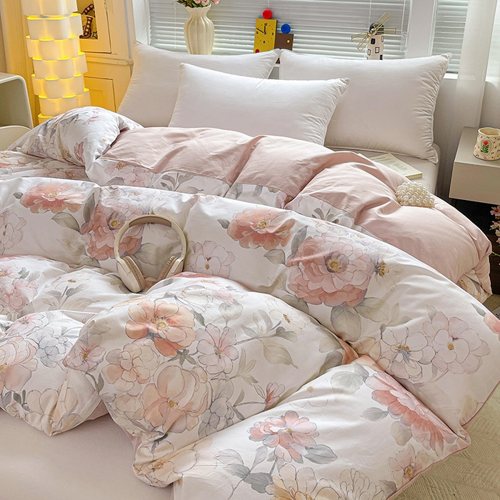 91家纺网 家纺一手货源 找家纺 大柏树 2026新款全棉纯棉13376印花单被套单品被套被套单件 云纱粉