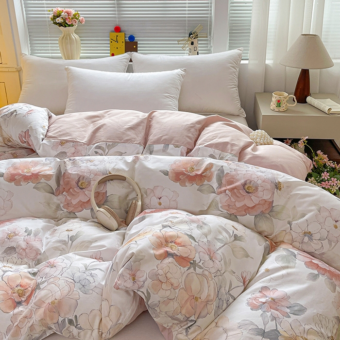 91家纺网 家纺一手货源 找家纺 大柏树 2026新款全棉纯棉13376印花单被套单品被套被套单件 云纱粉