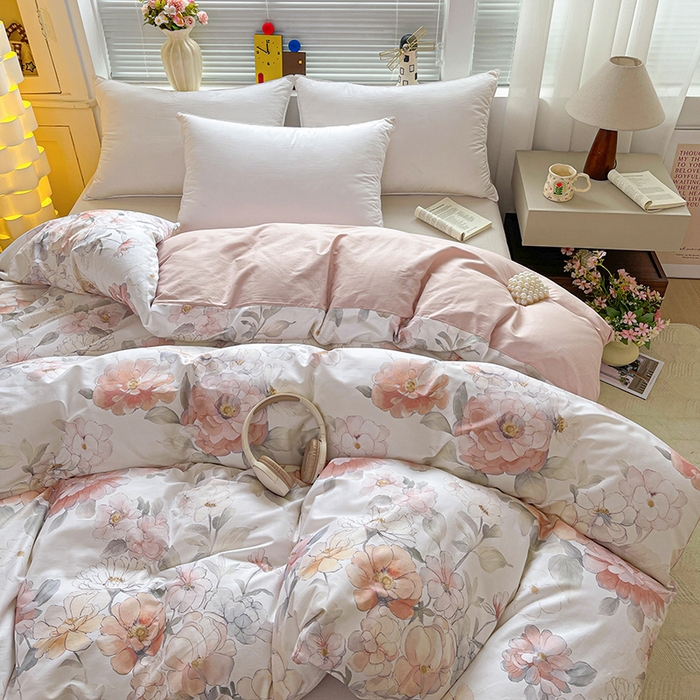 91家纺网 家纺一手货源 找家纺 大柏树 2026新款全棉纯棉13376印花单被套单品被套被套单件 云纱粉