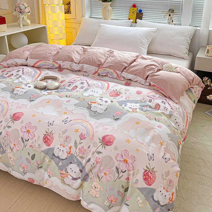 91家纺网 家纺一手货源 找家纺 大柏树 2026新款全棉纯棉13376印花单被套单品被套被套单件 花间小熊