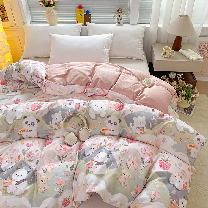 91家纺网 家纺一手货源 找家纺 大柏树 2026新款全棉纯棉13376印花单被套单品被套被套单件 花间小熊