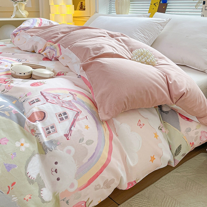 91家纺网 家纺一手货源 找家纺 大柏树 2026新款全棉纯棉13376印花单被套单品被套被套单件 花间小熊