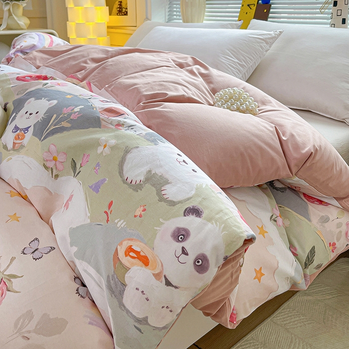 91家纺网 家纺一手货源 找家纺 大柏树 2026新款全棉纯棉13376印花单被套单品被套被套单件 花间小熊