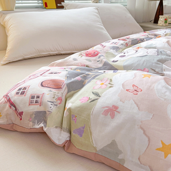 91家纺网 家纺一手货源 找家纺 大柏树 2026新款全棉纯棉13376印花单被套单品被套被套单件 花间小熊