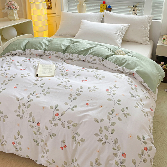 91家纺网 家纺一手货源 找家纺 大柏树 2026新款全棉纯棉13376印花单被套单品被套被套单件 花自红-绿