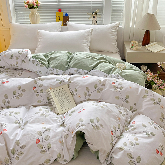91家纺网 家纺一手货源 找家纺 大柏树 2026新款全棉纯棉13376印花单被套单品被套被套单件 花自红-绿