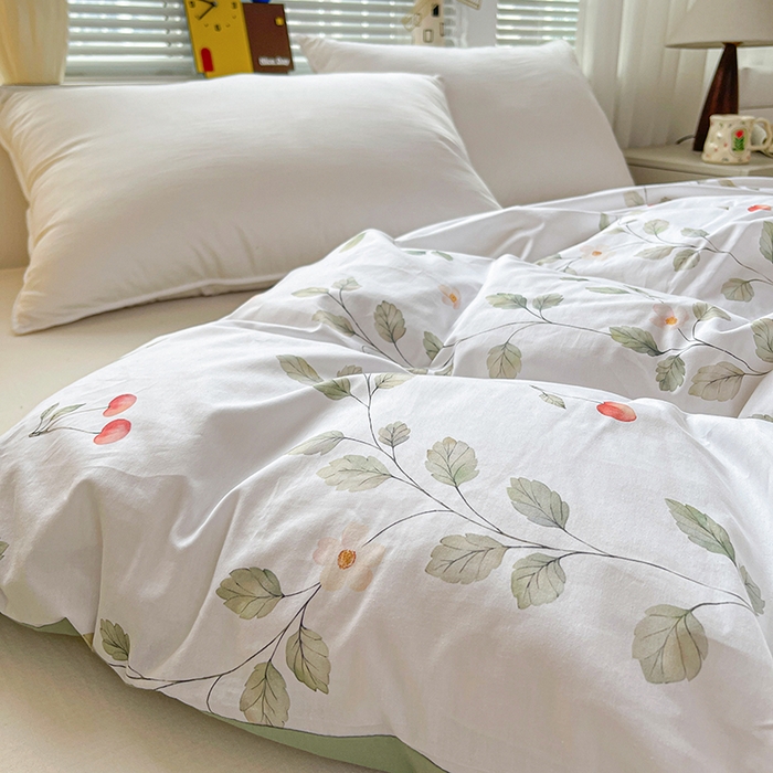 91家纺网 家纺一手货源 找家纺 大柏树 2026新款全棉纯棉13376印花单被套单品被套被套单件 花自红-绿