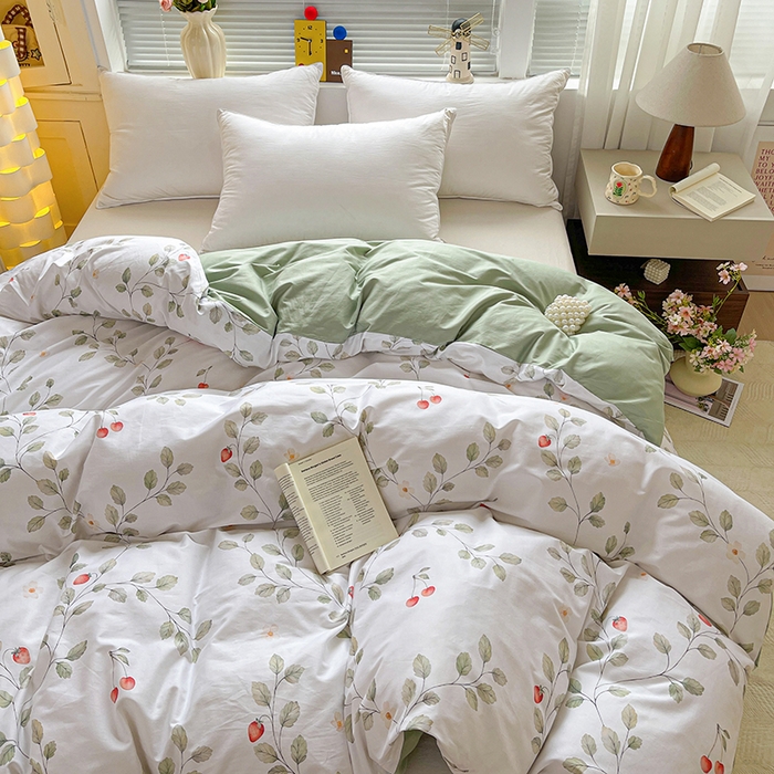 91家纺网 家纺一手货源 找家纺 大柏树 2026新款全棉纯棉13376印花单被套单品被套被套单件 花自红-绿