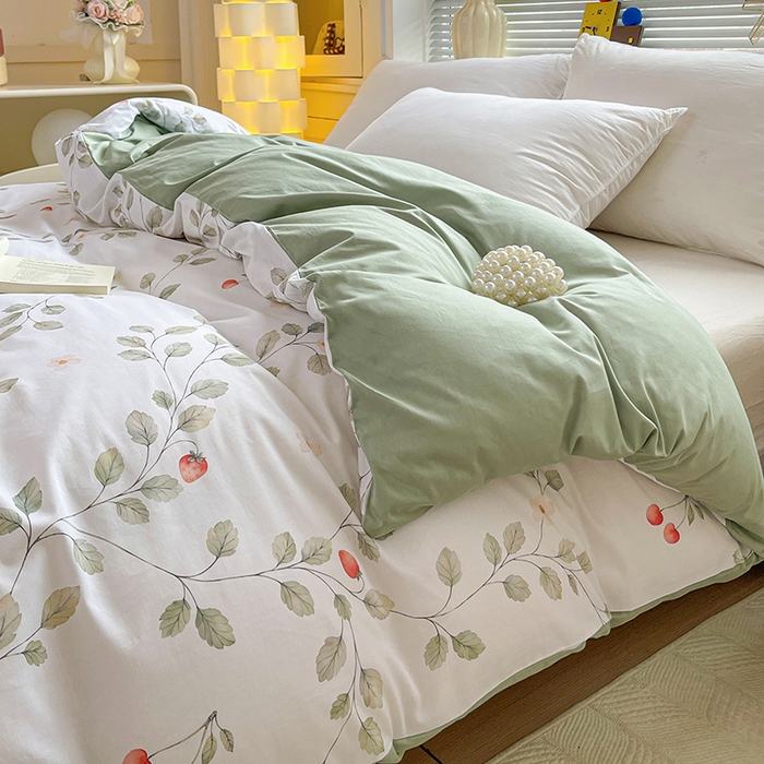 91家纺网 家纺一手货源 找家纺 大柏树 2026新款全棉纯棉13376印花单被套单品被套被套单件 花自红-绿
