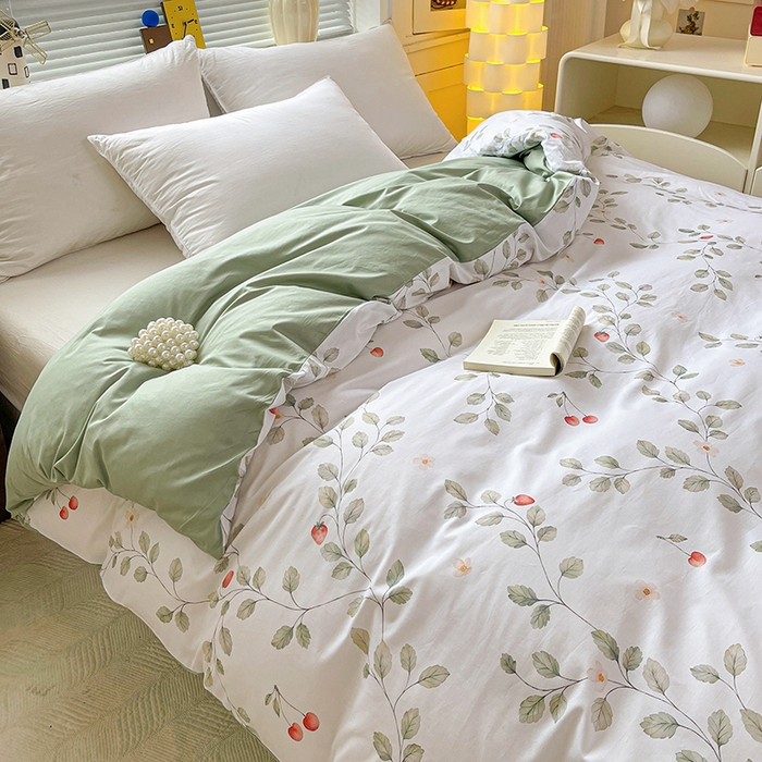 91家纺网 家纺一手货源 找家纺 大柏树 2026新款全棉纯棉13376印花单被套单品被套被套单件 花自红-绿