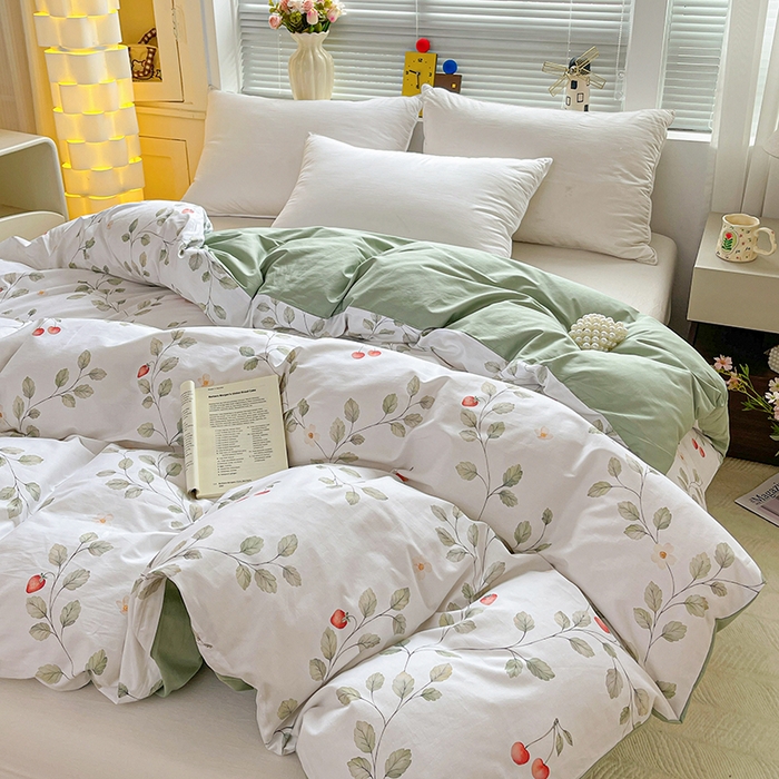 91家纺网 家纺一手货源 找家纺 大柏树 2026新款全棉纯棉13376印花单被套单品被套被套单件 花自红-绿