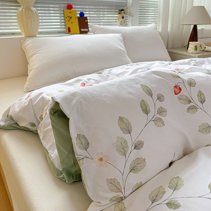 91家纺网 家纺一手货源 找家纺 大柏树 2026新款全棉纯棉13376印花单被套单品被套被套单件 花自红-绿