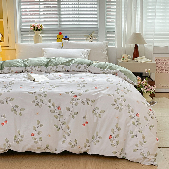 91家纺网 家纺一手货源 找家纺 大柏树 2026新款全棉纯棉13376印花单被套单品被套被套单件 花自红-绿