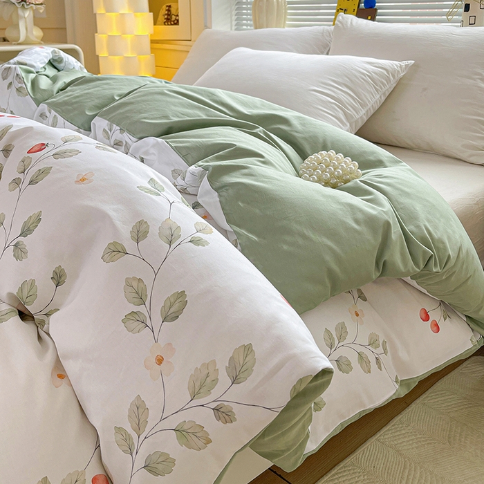 91家纺网 家纺一手货源 找家纺 大柏树 2026新款全棉纯棉13376印花单被套单品被套被套单件 花自红-绿