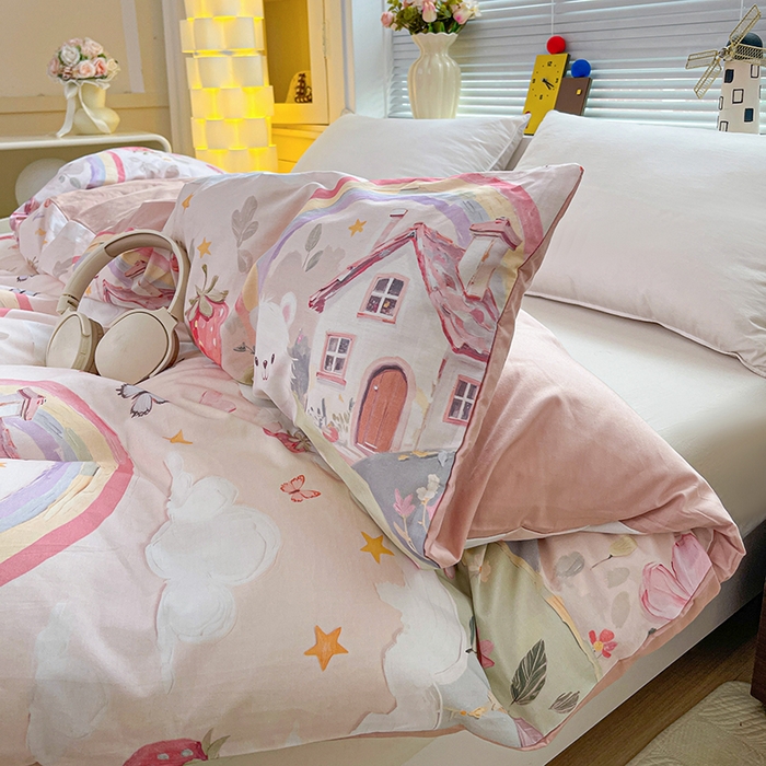 91家纺网 家纺一手货源 找家纺 大柏树 2026新款全棉纯棉13376印花单被套单品被套被套单件 花间小熊