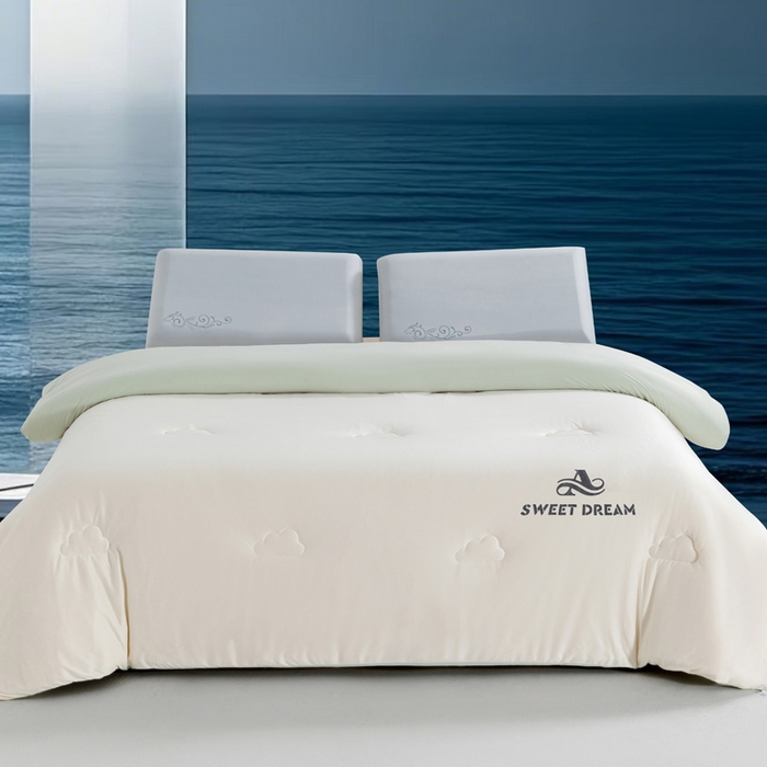 91家纺网 家纺一手货源 找家纺 莉迪娅 2026新款深睡控温云朵被被子被芯 米白拼浅绿