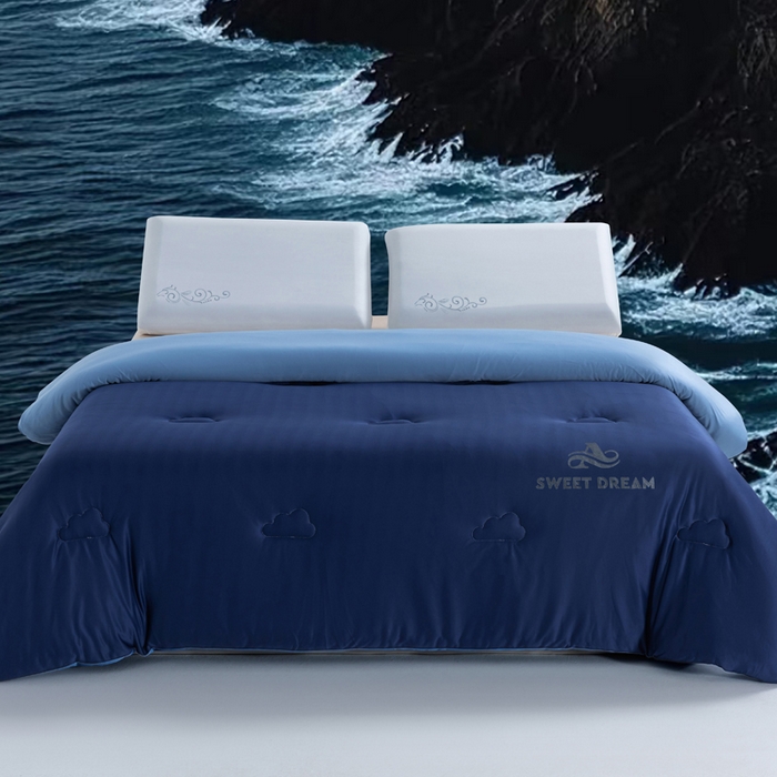 91家纺网 家纺一手货源 找家纺 莉迪娅 2026新款深睡控温云朵被被子被芯 藏蓝拼天蓝