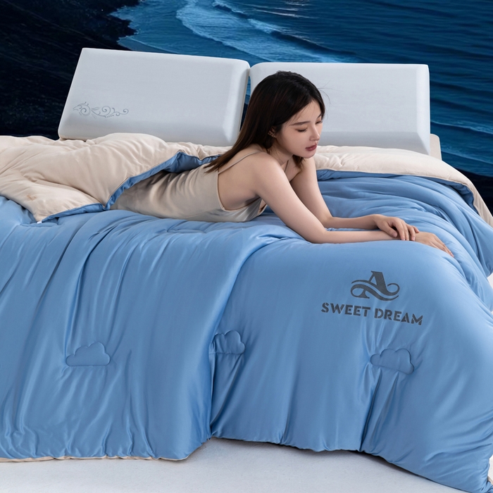 莉迪娅 2026新款深睡控温云朵被被子被芯 天蓝拼浅咖
