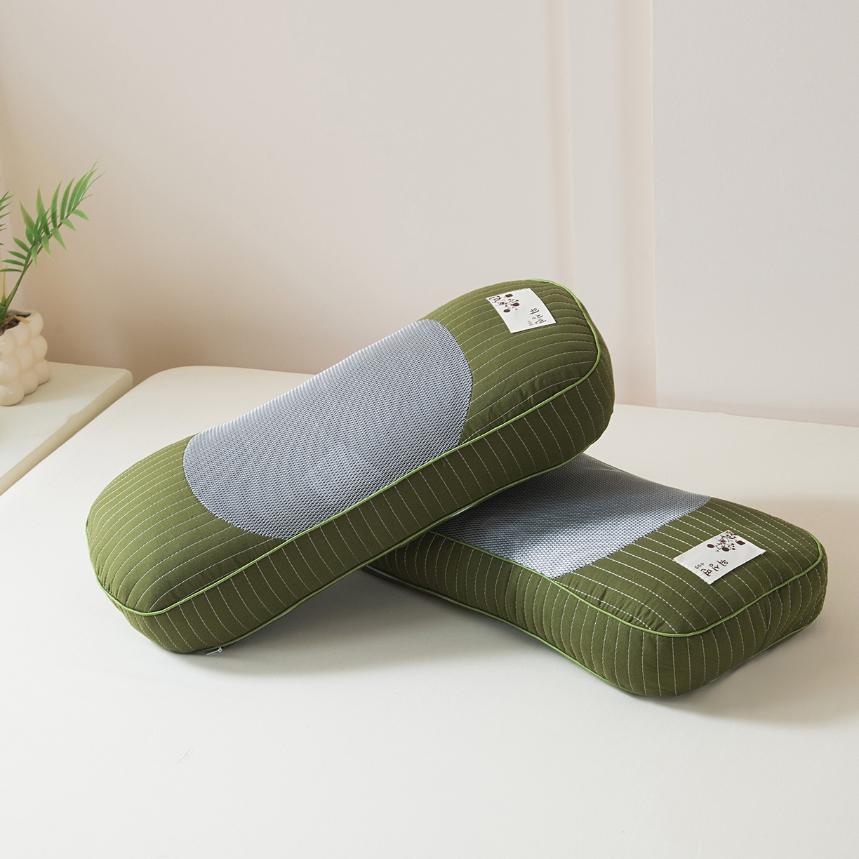 91家纺网 家纺一手货源 找家纺 莉迪娅 2026新款纯棉荞麦枕头枕芯 绿色