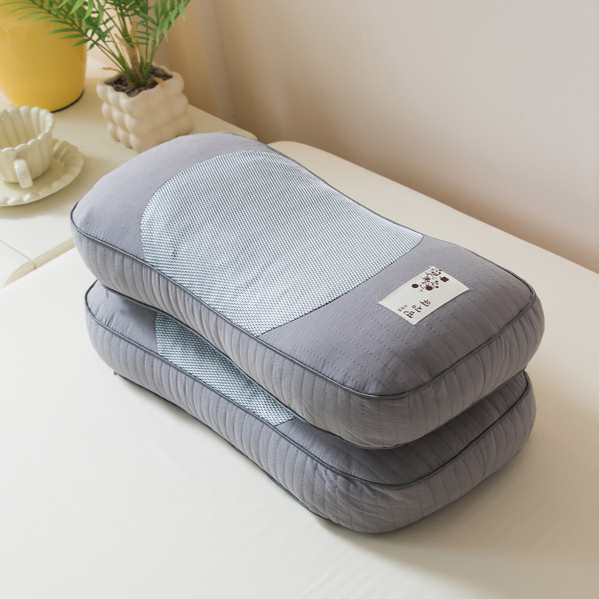 91家纺网 家纺一手货源 找家纺 莉迪娅 2026新款纯棉荞麦枕头枕芯 灰色