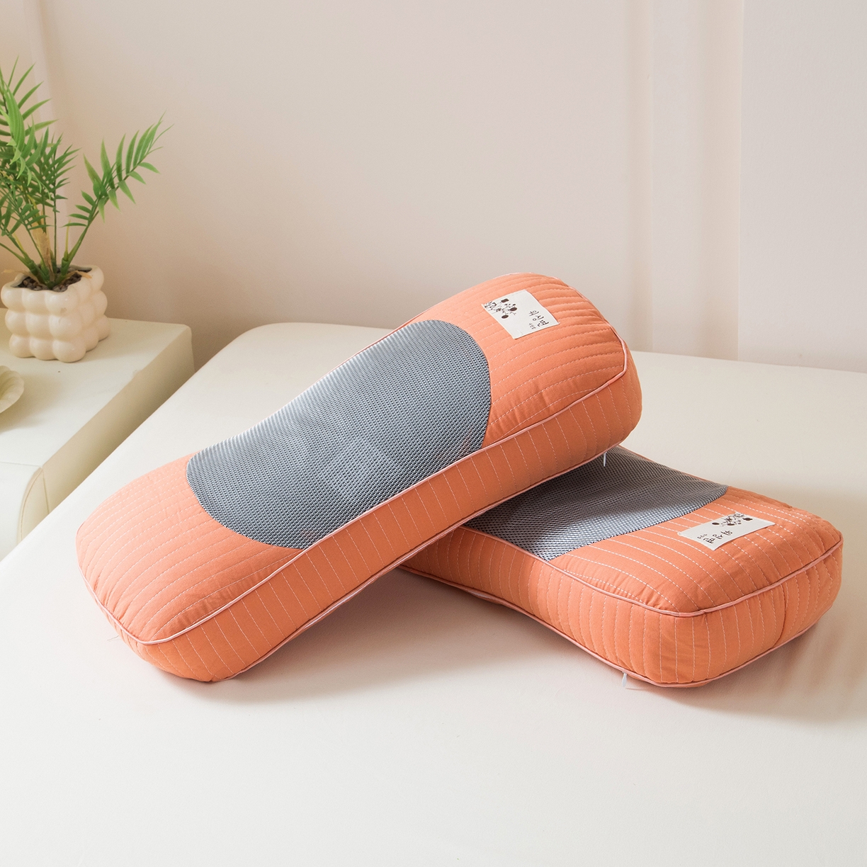 莉迪娅 2026新款纯棉荞麦枕头枕芯 橘色