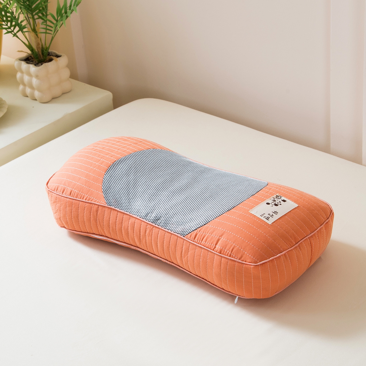 91家纺网 家纺一手货源 找家纺 莉迪娅 2026新款纯棉荞麦枕头枕芯 橘色