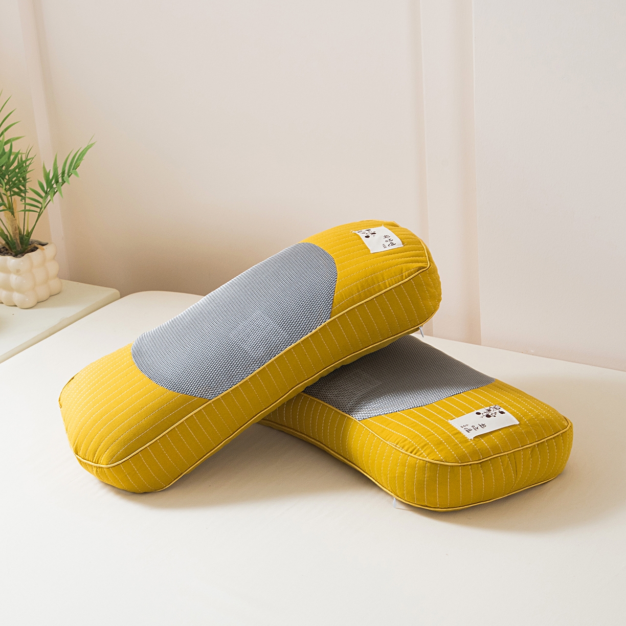 莉迪娅 2026新款纯棉荞麦枕头枕芯 黄色