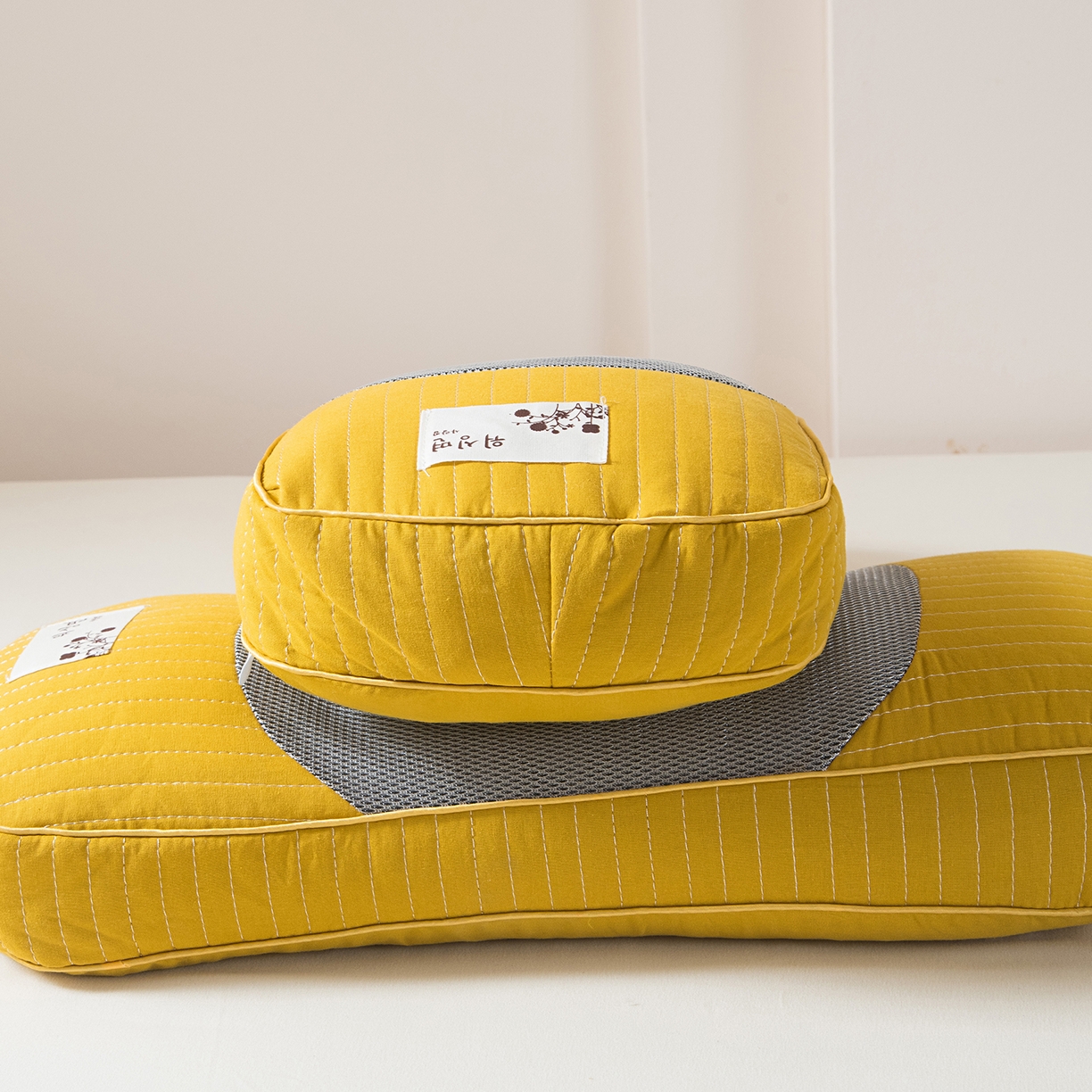 91家纺网 家纺一手货源 找家纺 莉迪娅 2026新款纯棉荞麦枕头枕芯 黄色