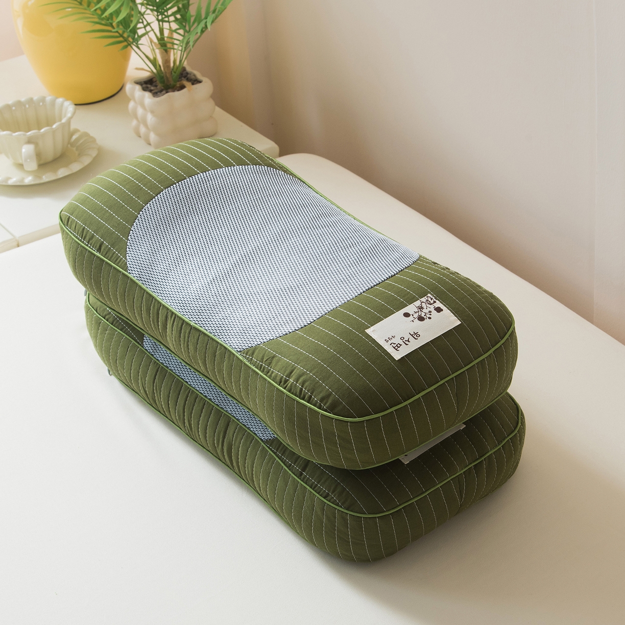 91家纺网 家纺一手货源 找家纺 莉迪娅 2026新款纯棉荞麦枕头枕芯 绿色