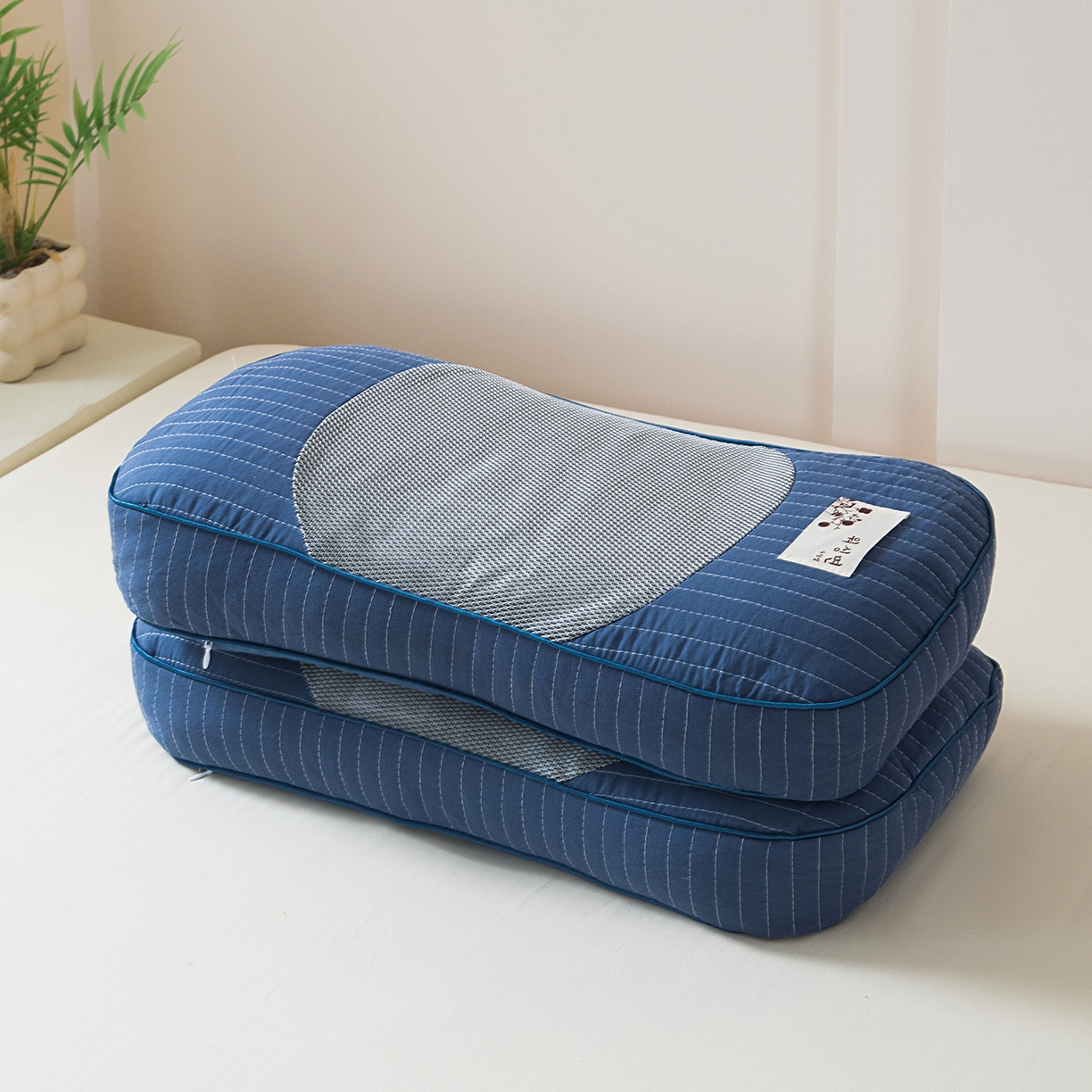 91家纺网 家纺一手货源 找家纺 莉迪娅 2026新款纯棉荞麦枕头枕芯 蓝色