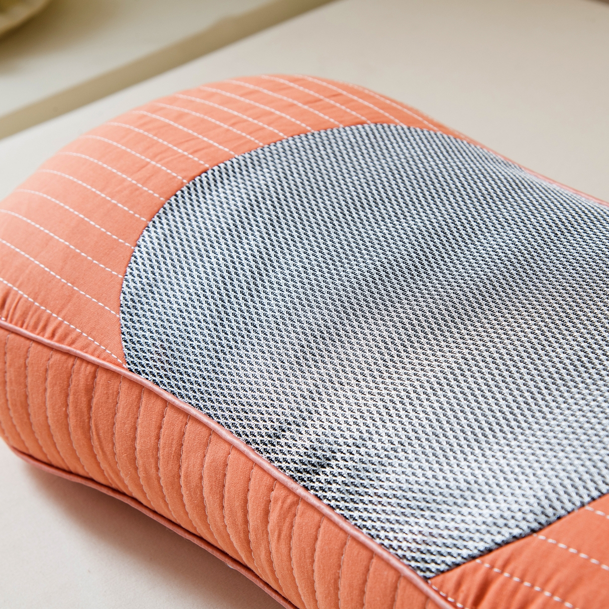 91家纺网 家纺一手货源 找家纺 莉迪娅 2026新款纯棉荞麦枕头枕芯 橘色