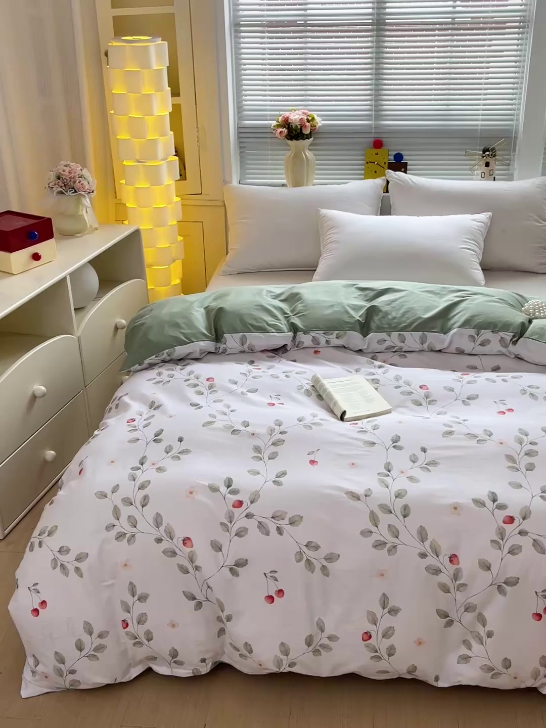91家纺网 家纺一手货源 找家纺 大柏树 2026新款全棉纯棉13376印花单被套单品被套被套单件 花自红-绿