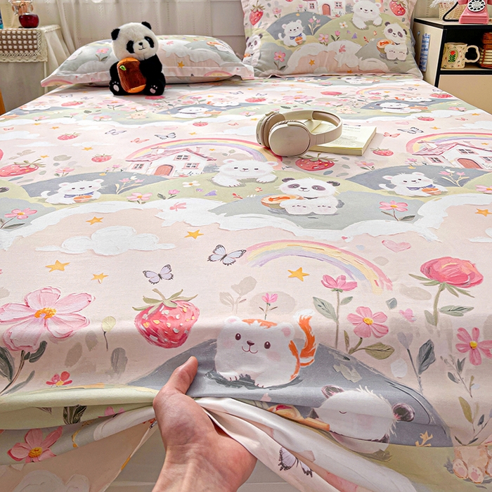 91家纺网 家纺一手货源 找家纺 大柏树 2026新款全棉纯棉13376印花单床单单品床单床单单件 花间小熊