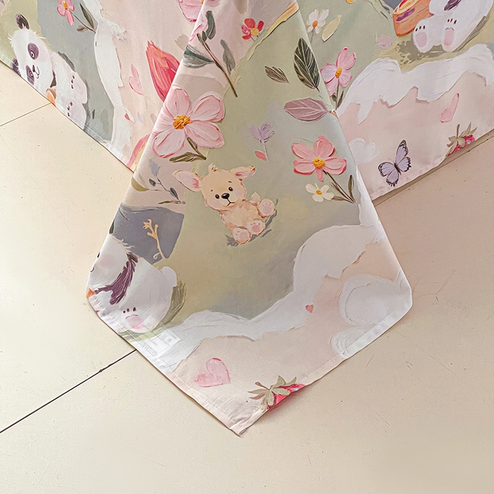 91家纺网 家纺一手货源 找家纺 大柏树 2026新款全棉纯棉13376印花单床单单品床单床单单件 花间小熊