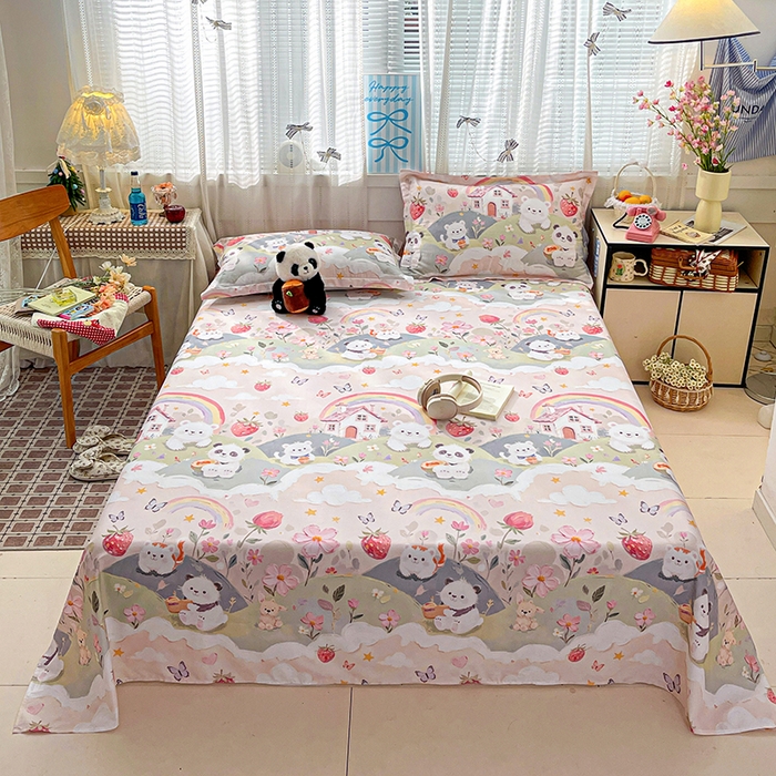 91家纺网 家纺一手货源 找家纺 大柏树 2026新款全棉纯棉13376印花单床单单品床单床单单件 花间小熊