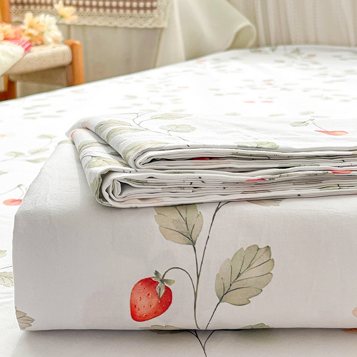 91家纺网 家纺一手货源 找家纺 大柏树 2026新款全棉纯棉13376印花单床单单品床单床单单件 花自红-绿