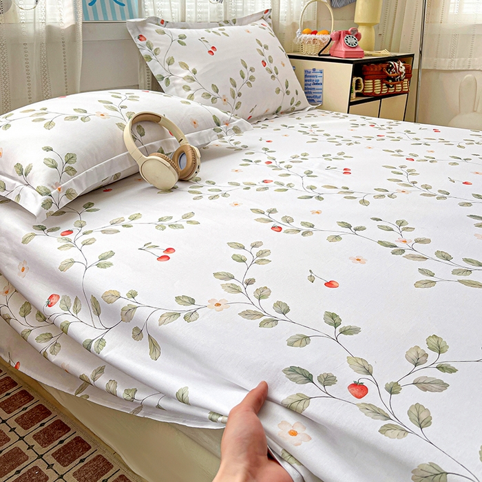 91家纺网 家纺一手货源 找家纺 大柏树 2026新款全棉纯棉13376印花单床单单品床单床单单件 花自红-绿