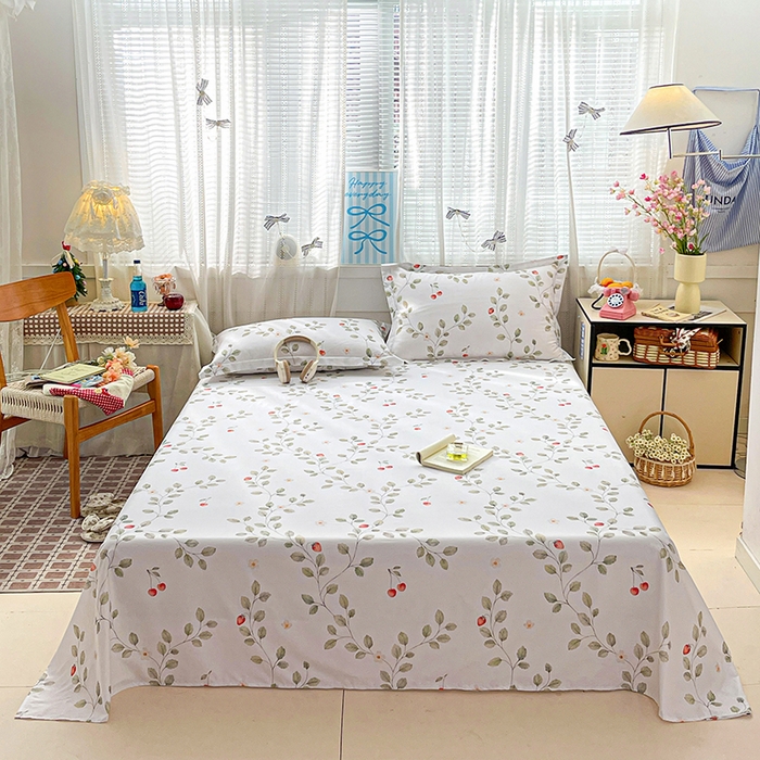 大柏树 2026新款全棉纯棉13376印花单床单单品床单床单单件 花自红-绿