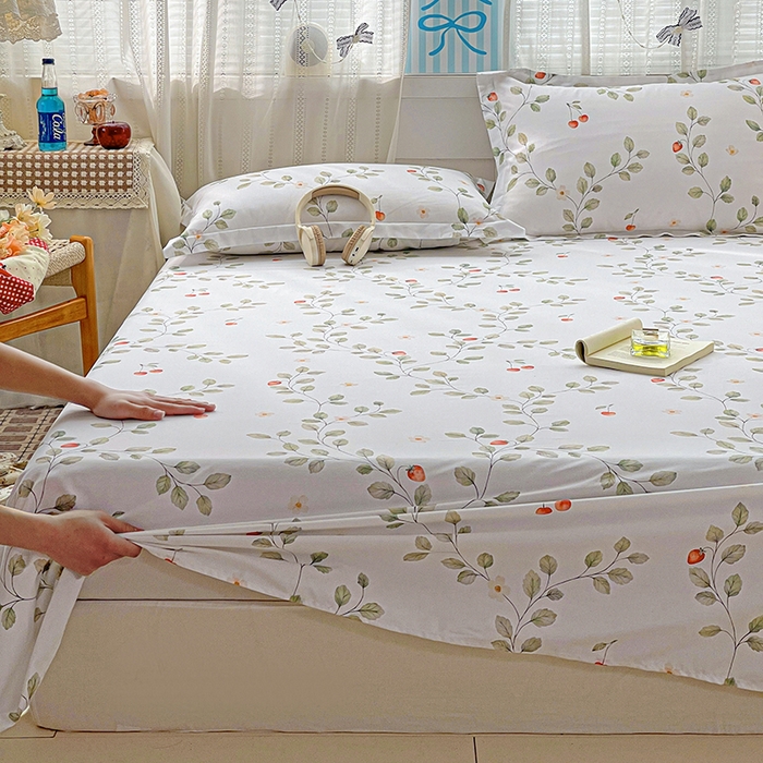 91家纺网 家纺一手货源 找家纺 大柏树 2026新款全棉纯棉13376印花单床单单品床单床单单件 花自红-绿