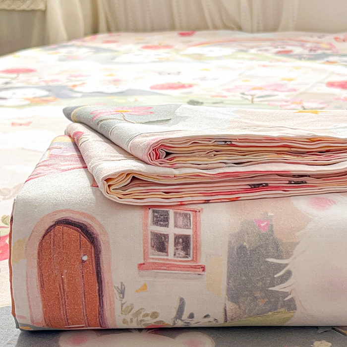 91家纺网 家纺一手货源 找家纺 大柏树 2026新款全棉纯棉13376印花单床单单品床单床单单件 花间小熊